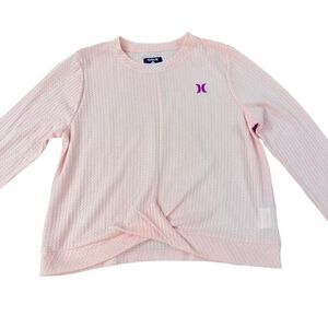 Hurley ~ Girls pink long sleeved top ~ lightweight waffle knit ~ size XLarge
